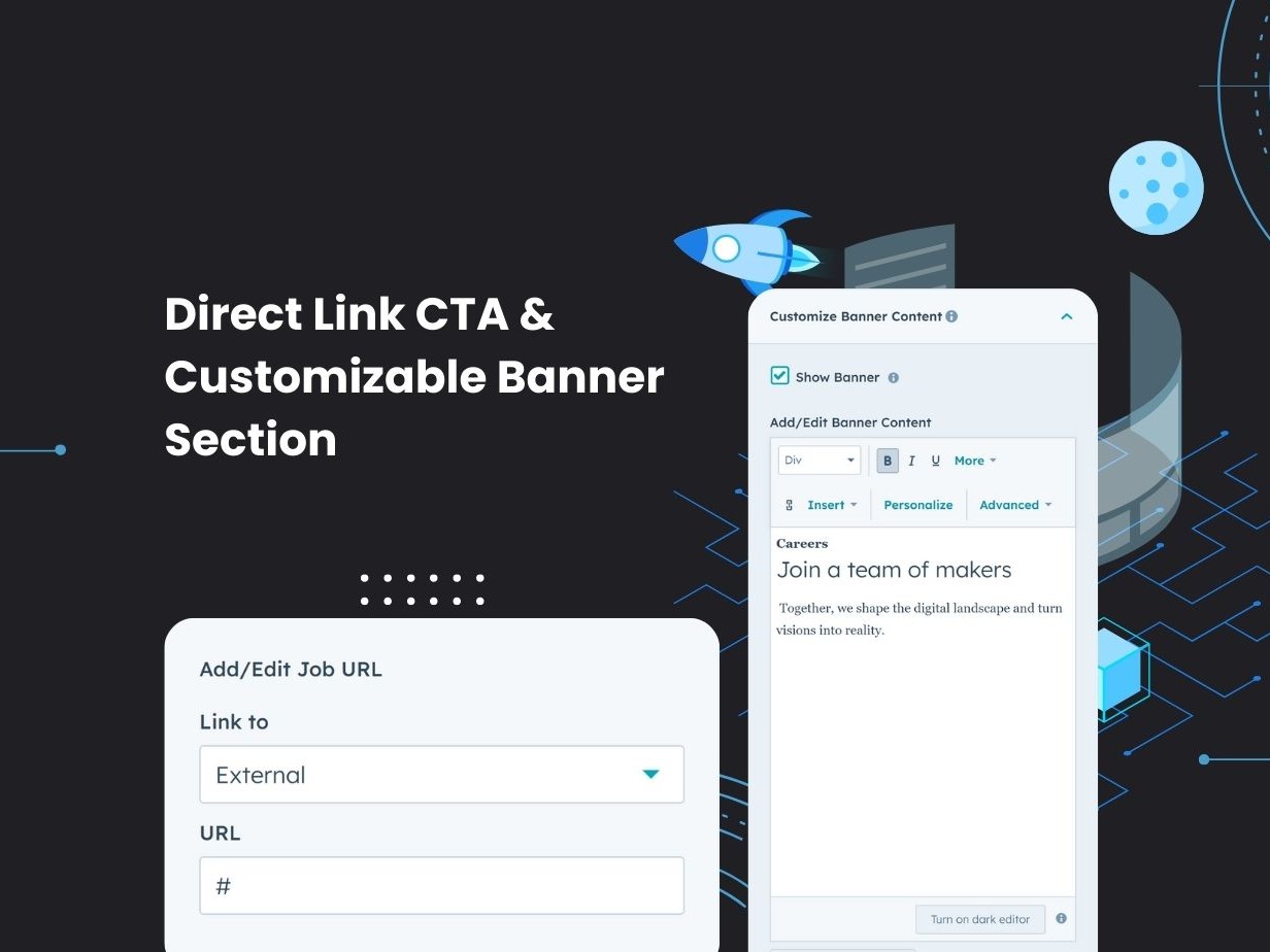 Direct Link CTA & Customizable Banner Section