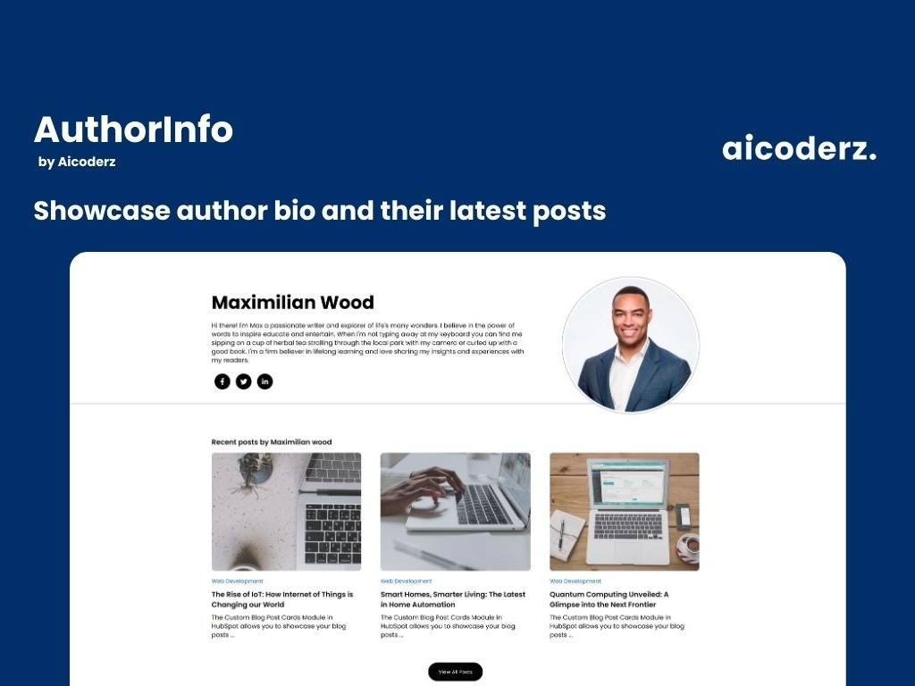 Showcase author bio and their latest posts