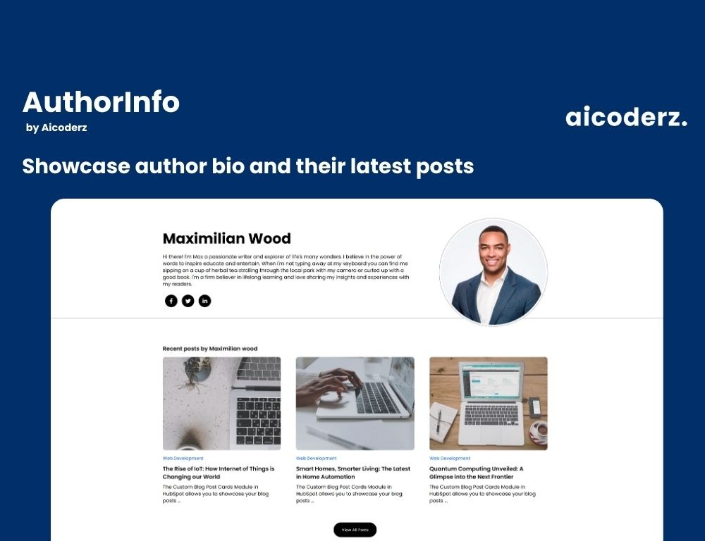 Showcase author bio and their latest posts